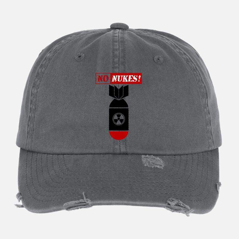 NO NUKES | NO NUKE | NO NUCLEAR | NO WAR! Flexfit Vintage Destroyed Cap