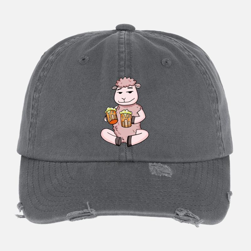 Moutons avec des verres à bière Bière Boire de l’alcool Casquette vintage effet usé Flexfit