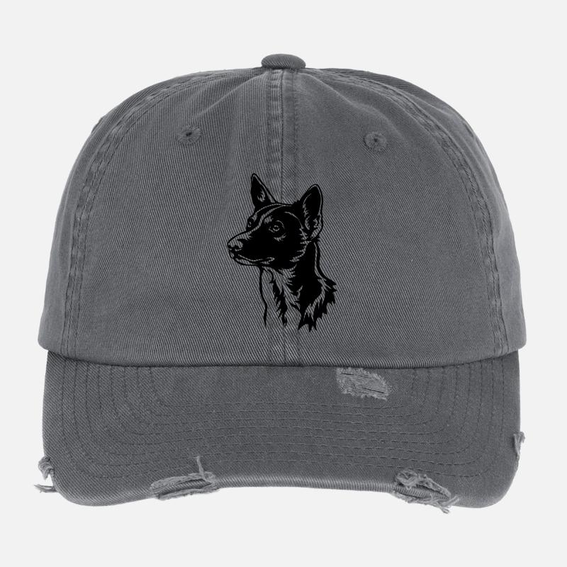Tête de Basenji Casquette vintage effet usé Flexfit