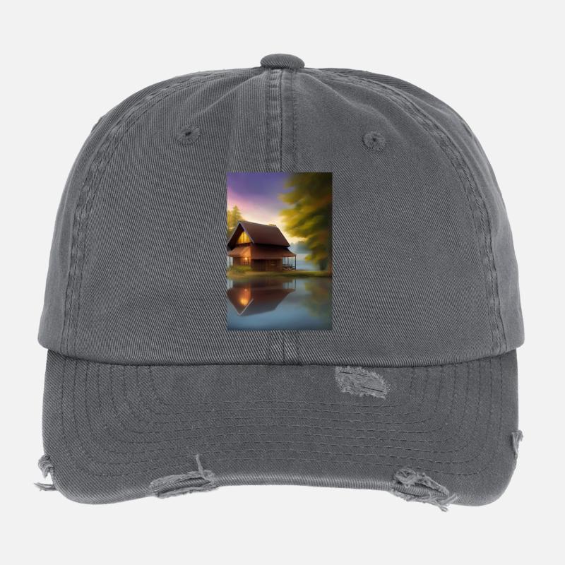 Charming lakeside cabin Flexfit Vintage Destroyed Cap