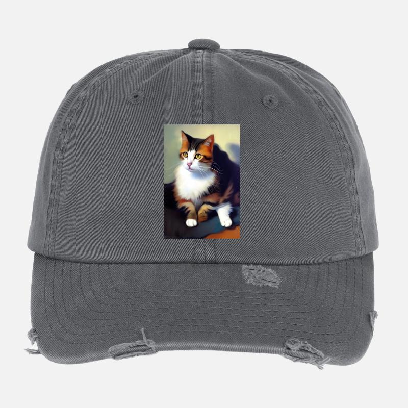 Katzen Bild Flexfit Vintage Destroyed Cap
