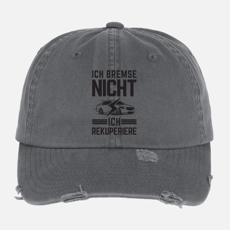 Ich Bremse nicht ich rekuperiere E-Auto Elektro Flexfit Vintage Destroyed Cap