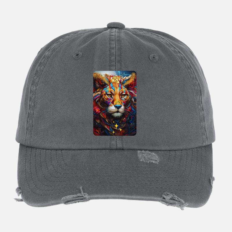 Lion Pop Art Flexfit Vintage Destroyed Cap
