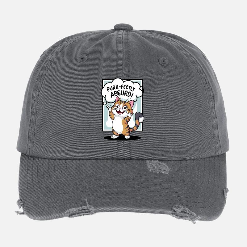 Cat- Purr-fectly absurd! Flexfit Vintage Destroyed Cap
