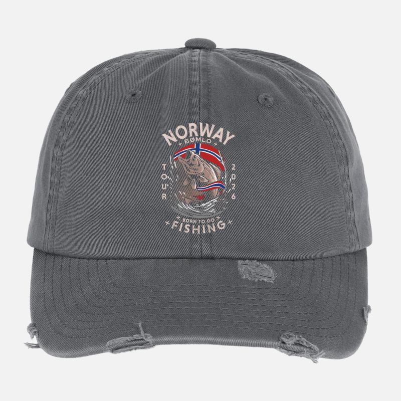 PÊCHE EN NORVÈGE - BØMLO - 2026 Casquette vintage effet usé Flexfit