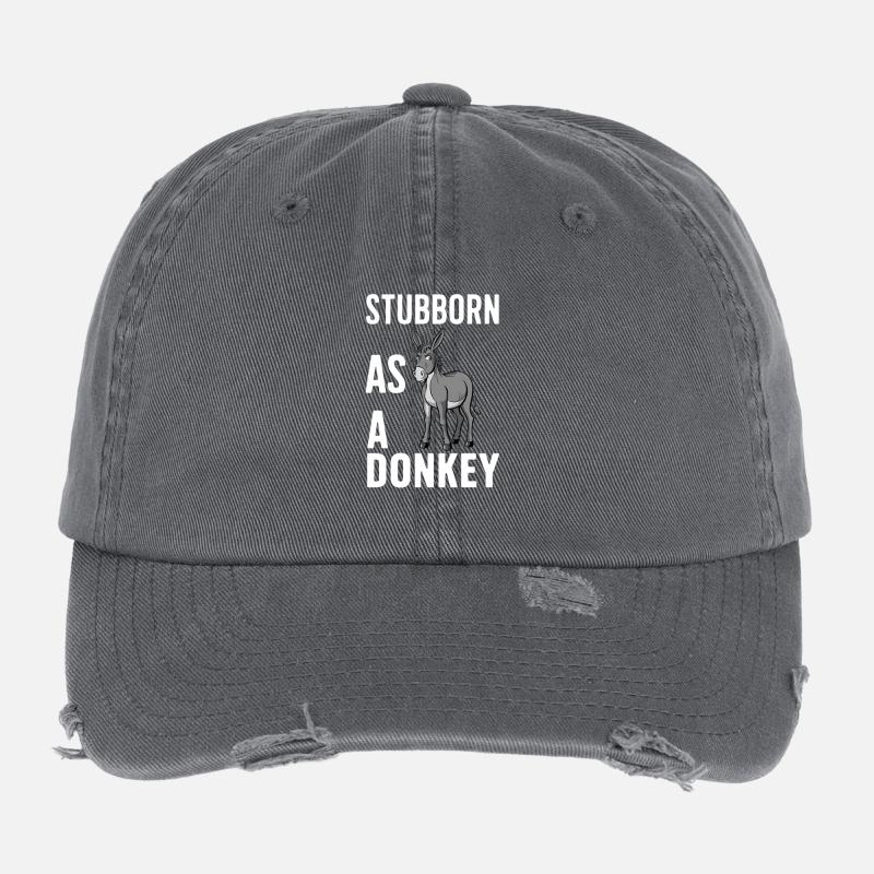 Stubborn as a Donkey - Flexfit Vintage Destroyed Cap - Dunkelgrau