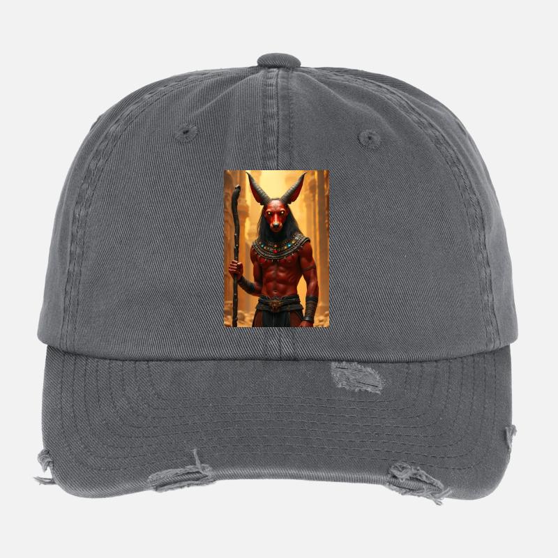 Seth, tierköpfiger Sturmgott, stehend Flexfit Vintage Destroyed Cap
