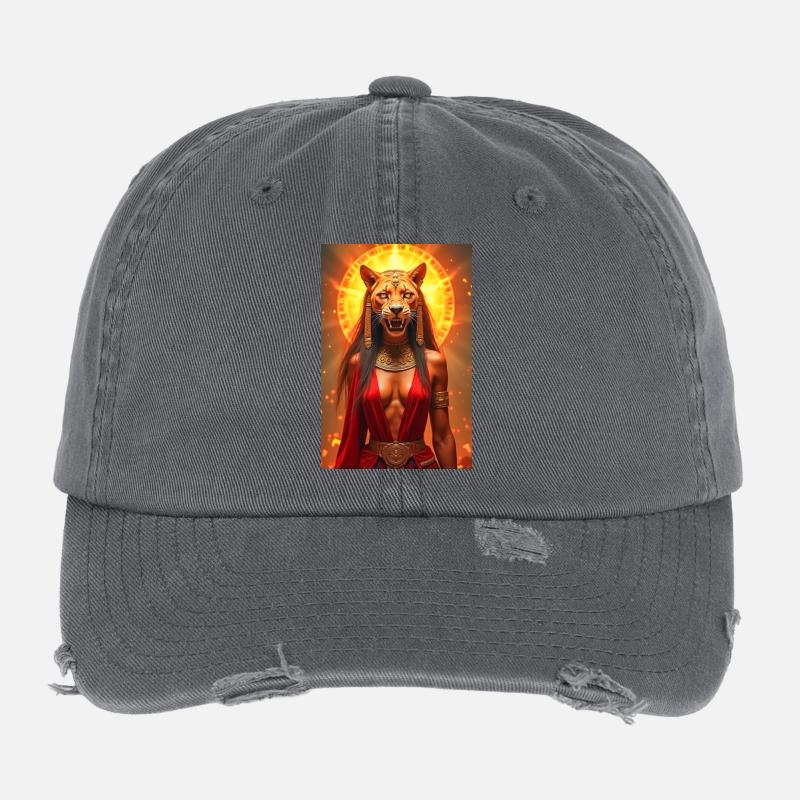 Sekhmet, déesse de la guerre à tête de lion, debout Casquette vintage effet usé Flexfit