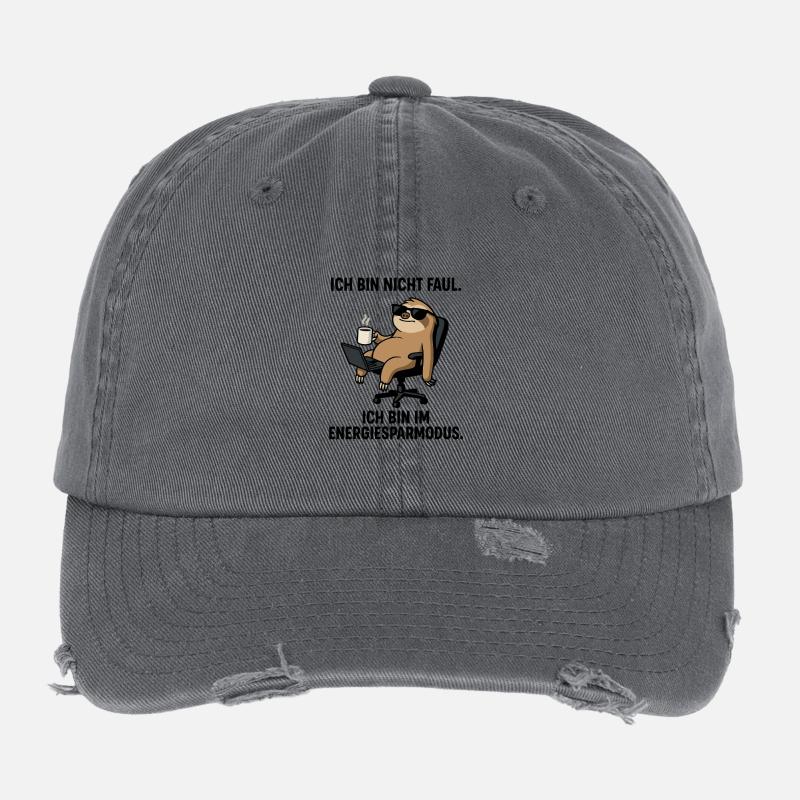 Faultier Lounge mit Kaffee Laptop Flexfit Vintage Destroyed Cap