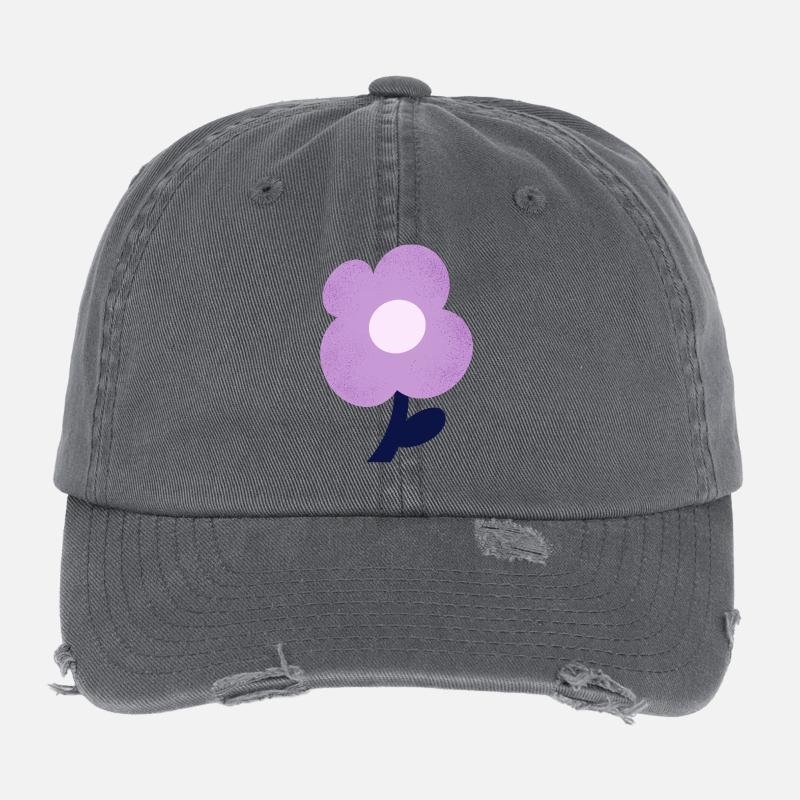 Fleur violette Casquette vintage effet usé Flexfit