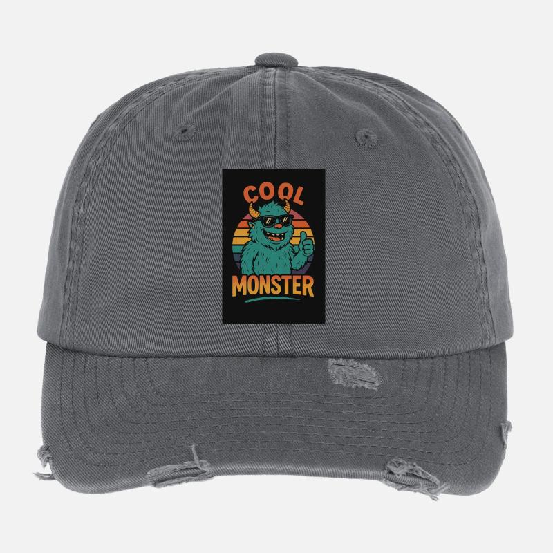 Cool Monster - Flexfit Vintage Destroyed Cap - Dunkelgrau