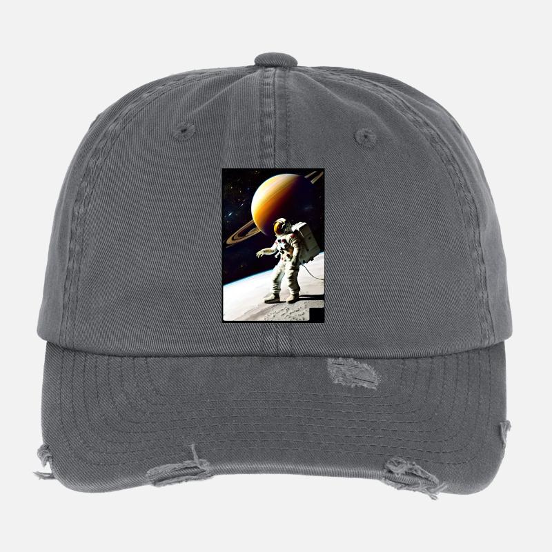 astronaut schwebend orange Flexfit Vintage Destroyed Cap
