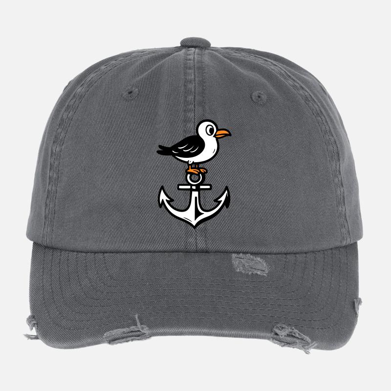 Seagull Anchor Comic Flexfit Vintage Destroyed Cap