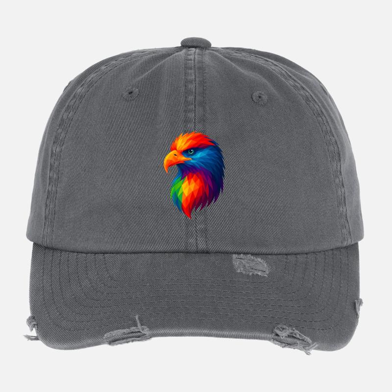 WPAP Polygon Style Animals - Eagle Flexfit Vintage Destroyed Cap