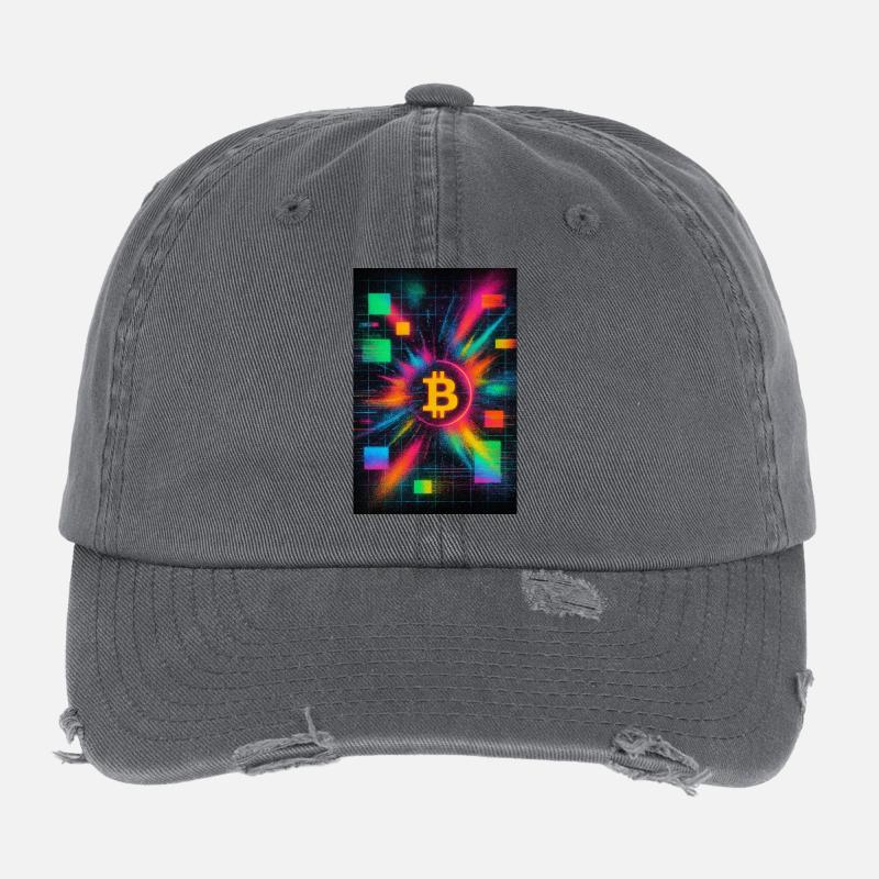20250708 1813 Neon Retro Chaos simple compose 0 Flexfit Vintage Destroyed Cap