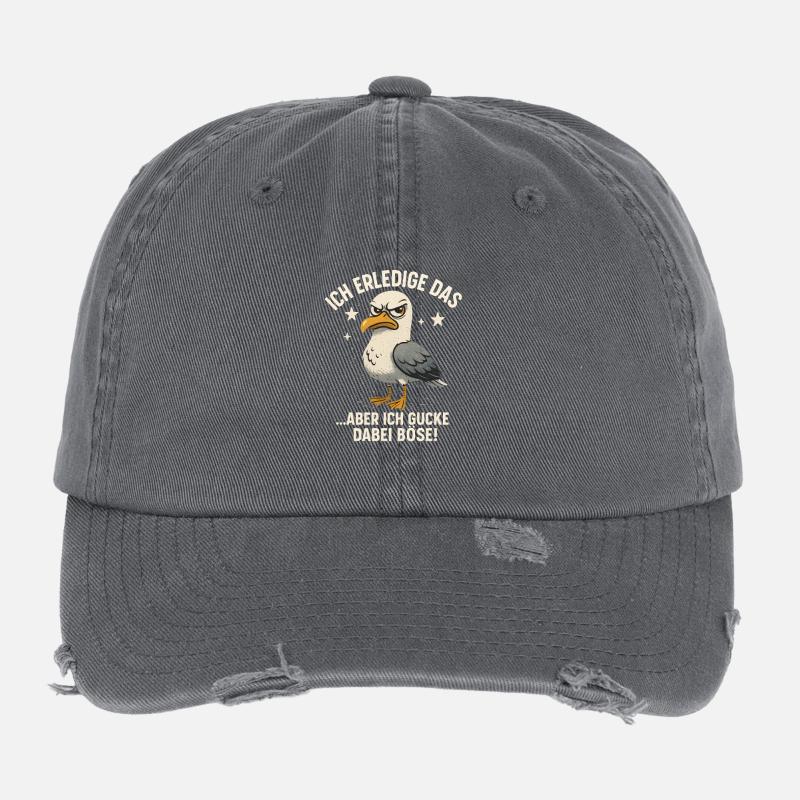 Lustiger Spruch Arbeit Büro Job Möwe Flexfit Vintage Destroyed Cap