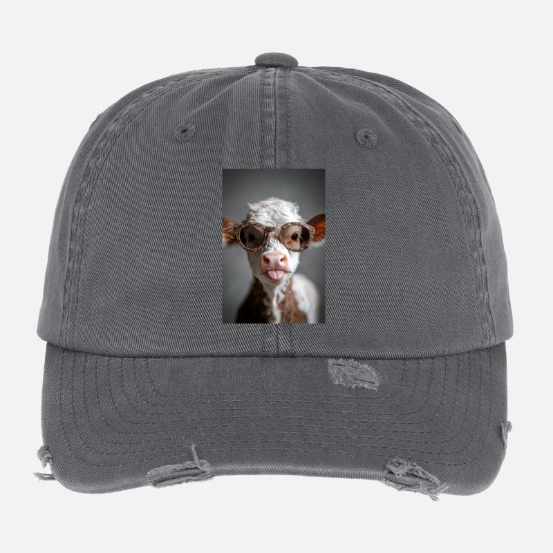 Cooles Kalb mit Attitüde Flexfit Vintage Destroyed Cap