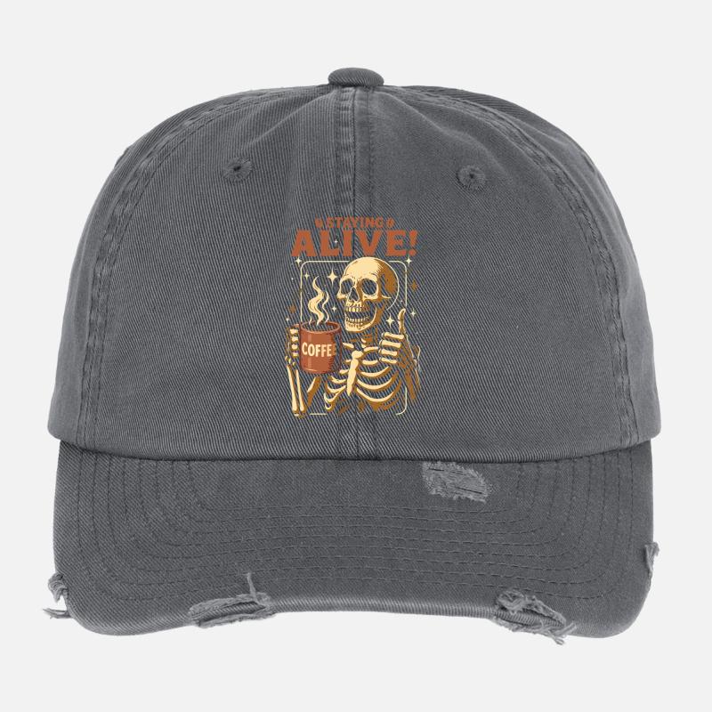Café squelette Staying Alive Casquette vintage effet usé Flexfit