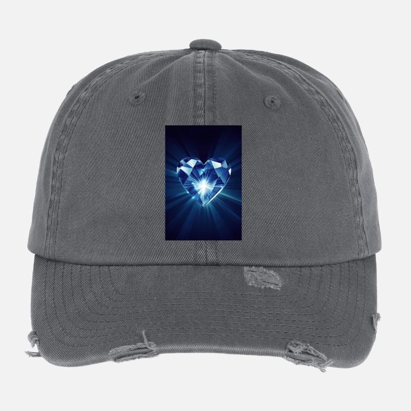 Glänzendes Diamantherz - Flexfit Vintage Destroyed Cap - Dunkelgrau