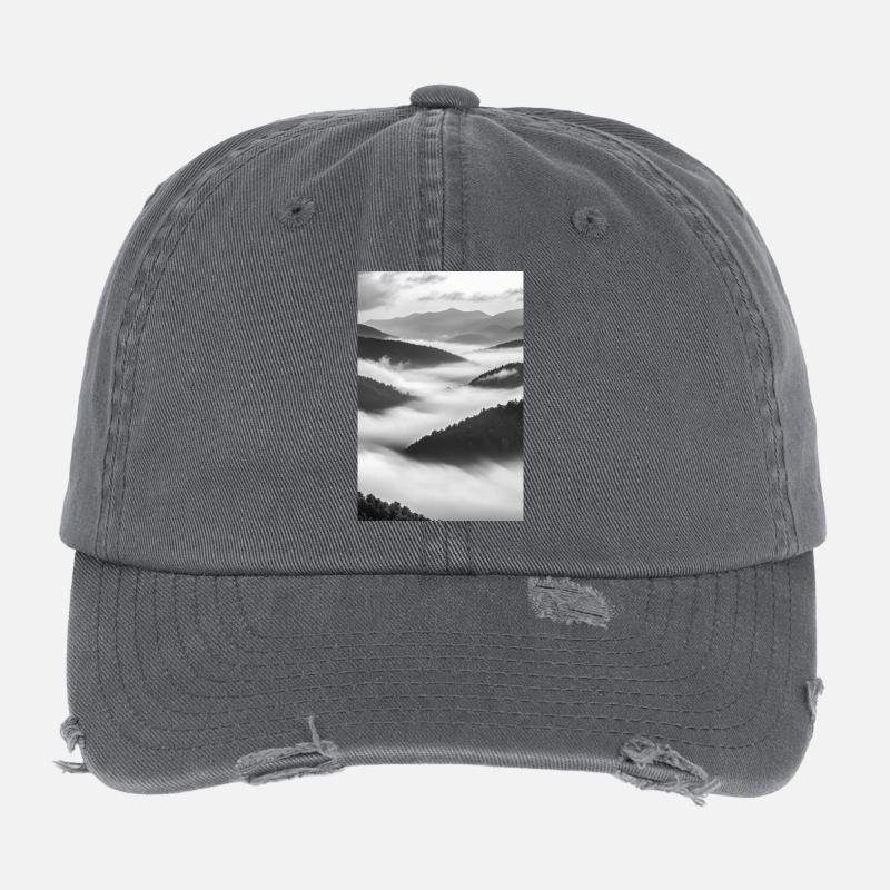 Murmures dans la brume - Casquette vintage effet usé Flexfit - charbon