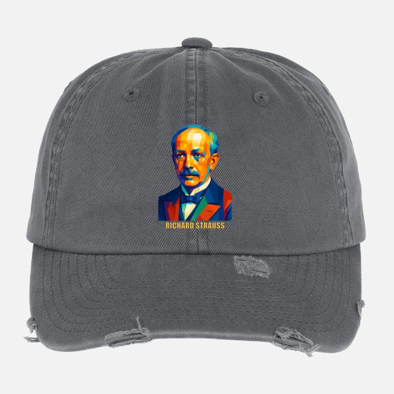 WPAP Polygon Portrait Richard Strauss Compositeur Casquette vintage effet usé Flexfit