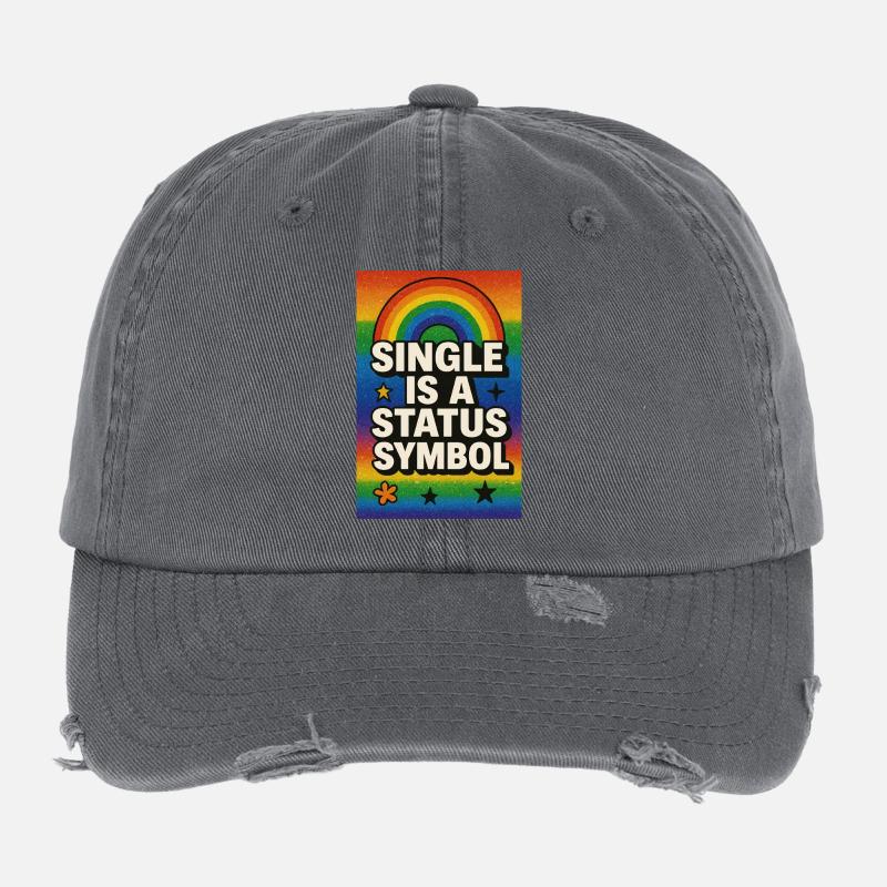 Single ist ein Statussymbol Regenbogen Flexfit Vintage Destroyed Cap