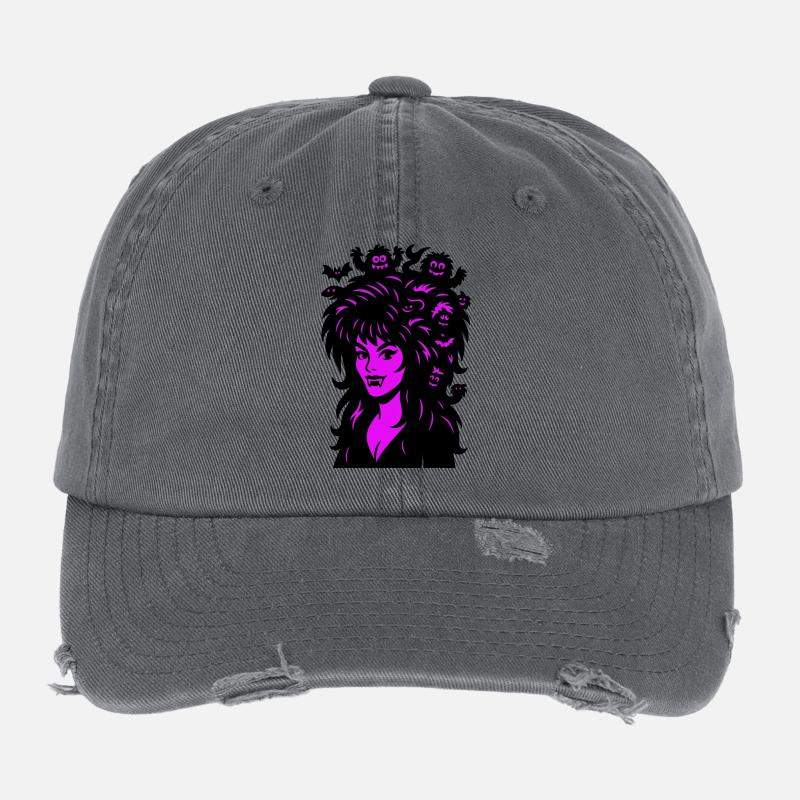 Dame vampire avec des super-cheveux ! Casquette vintage effet usé Flexfit