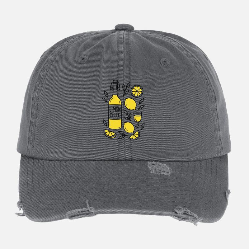 Limoncello Lemon Motif Flexfit Vintage Destroyed Cap