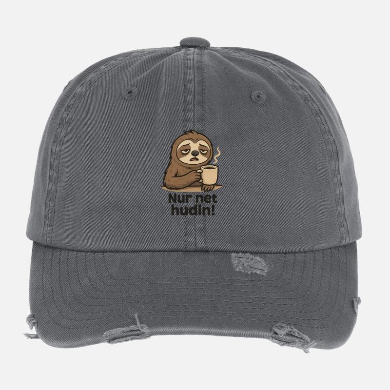 Faultier drinkt Kaffee Flexfit Vintage Destroyed Cap