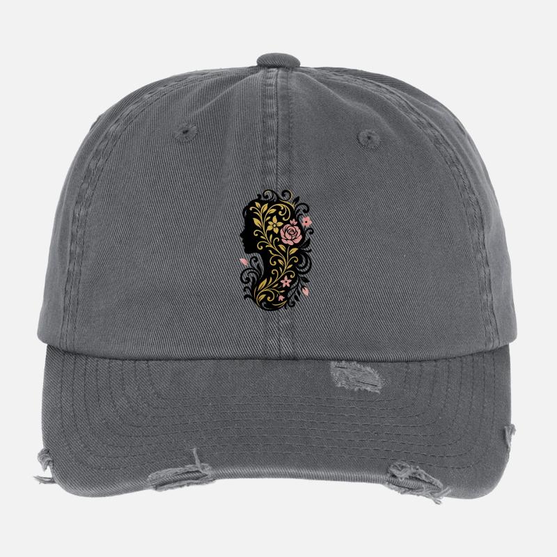 Collection Avi – Emblème de la rose dorée Casquette vintage effet usé Flexfit