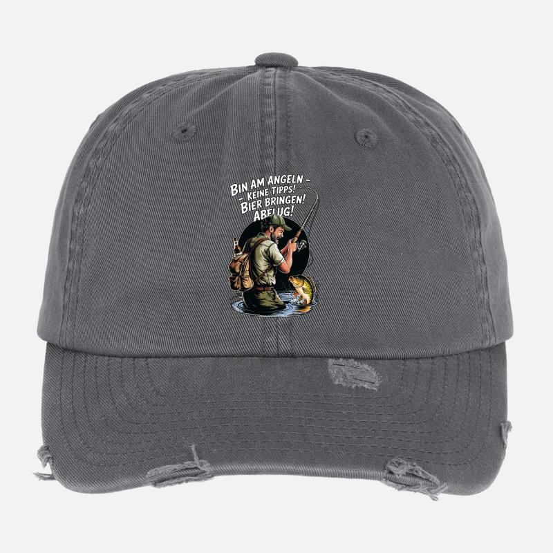 Bin am Angeln – Tipps nein, Bier ja! Casquette vintage effet usé Flexfit