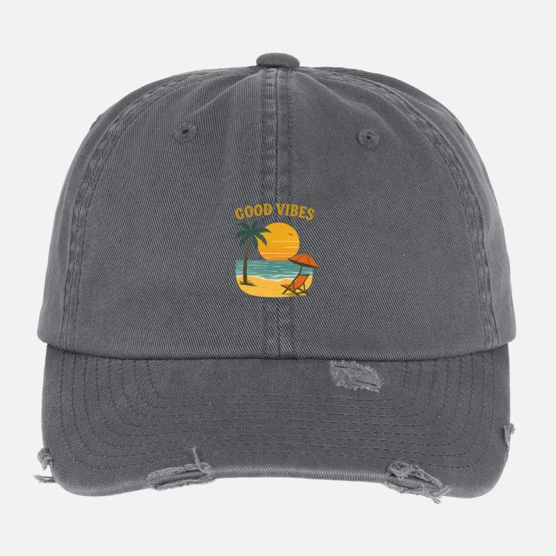 Sunset Beach Motif Flexfit Vintage Destroyed Cap
