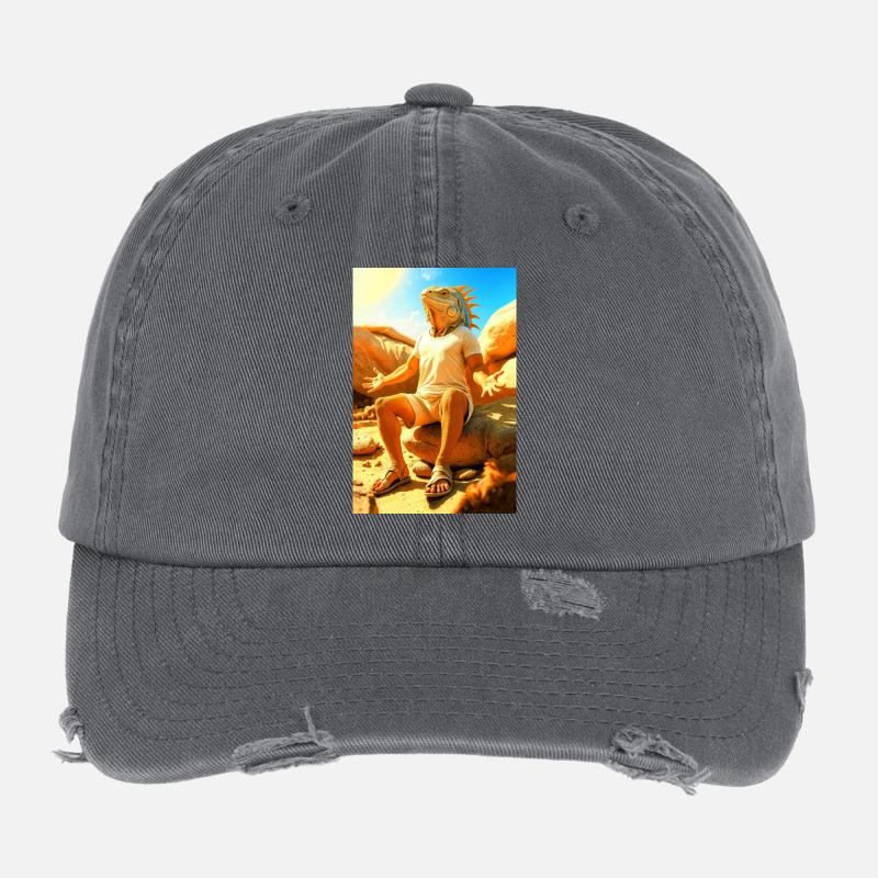 Humanoid Iguana in the Sun Flexfit Vintage Destroyed Cap