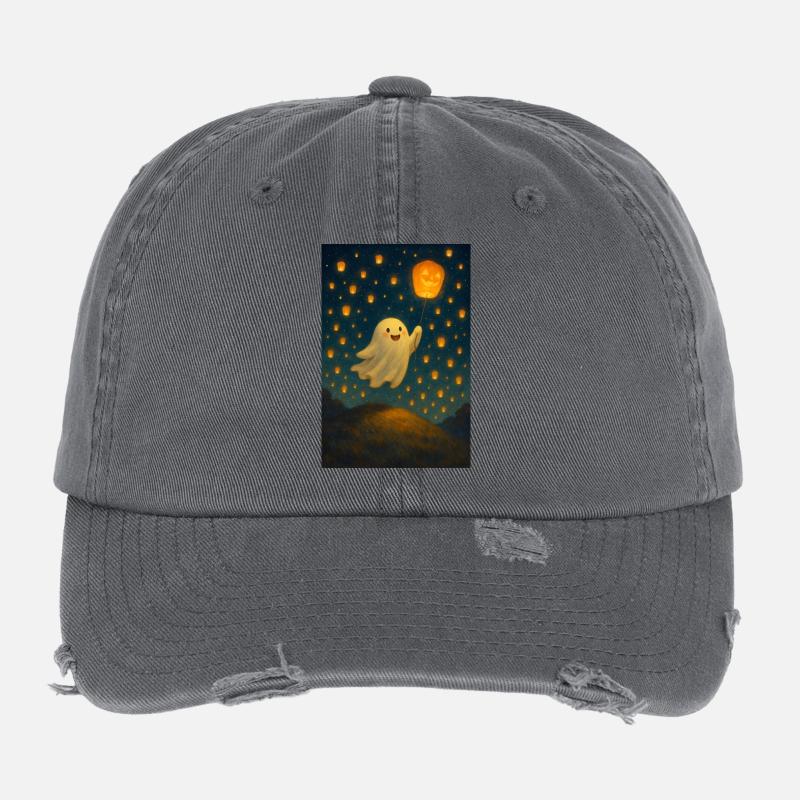 Geist mit Kürbislaterne Flexfit Vintage Destroyed Cap