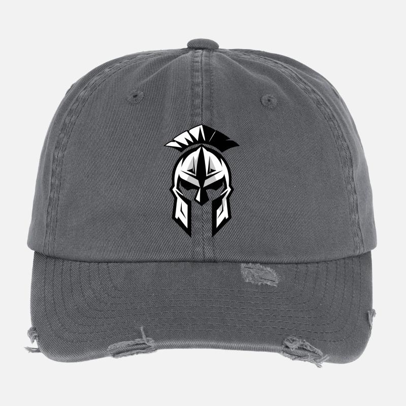 Spartanischer Helm Kontrastkunst - Flexfit Vintage Destroyed Cap - Dunkelgrau