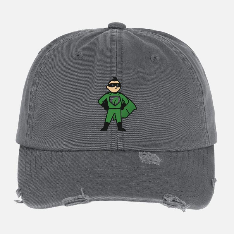Super-héros éco en cape verte Casquette vintage effet usé Flexfit