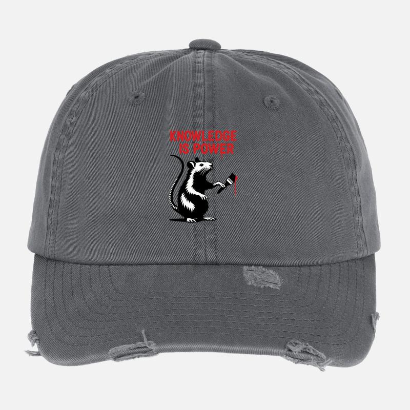 La connaissance, c’est le pouvoir – Rat Art Casquette vintage effet usé Flexfit