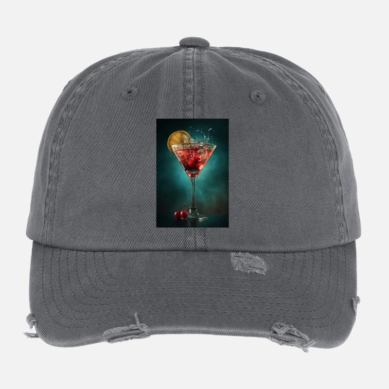 Crimson Cherry Martini Splash Flexfit Vintage Destroyed Cap