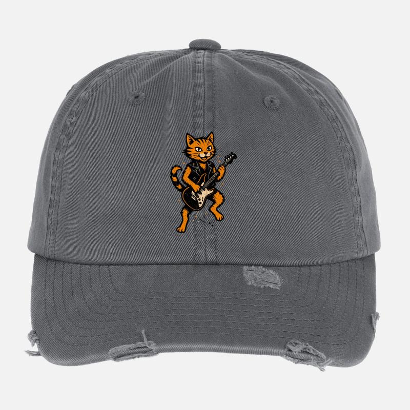Orange cat makes noise Flexfit Vintage Destroyed Cap