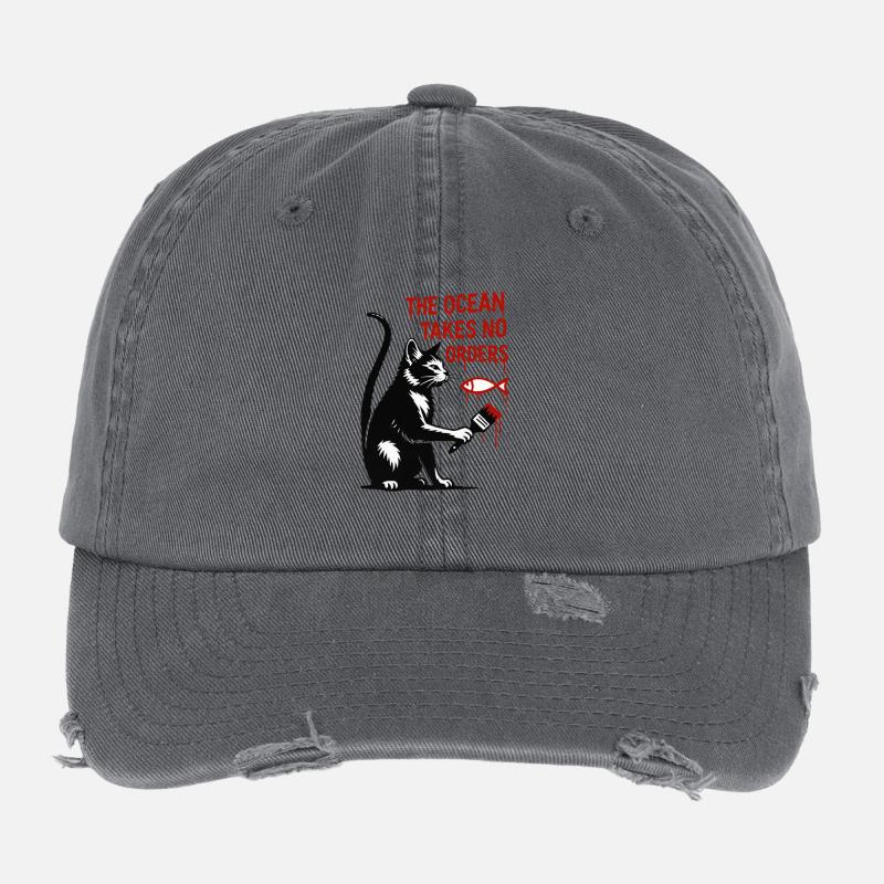 Chat Graffiti Mer Liberté Casquette vintage effet usé Flexfit