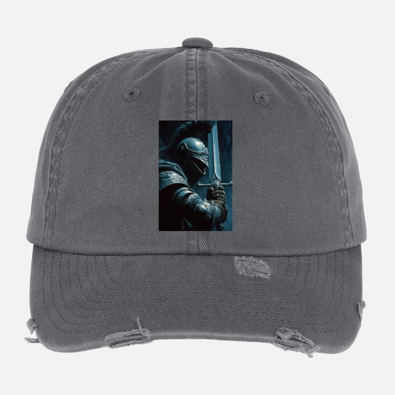 Dunkler Ritter mit silbernem Schwert Flexfit Vintage Destroyed Cap