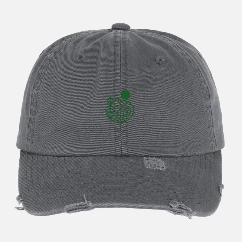 Green Horizon Linear Nature Flexfit Vintage Destroyed Cap