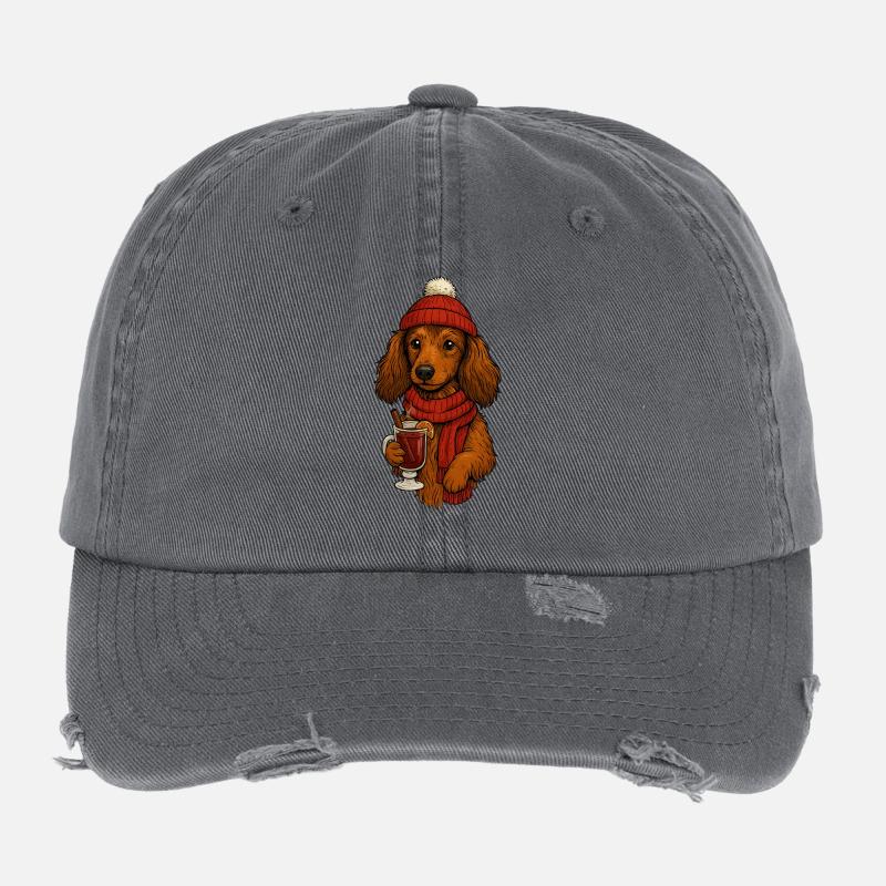 Chien chaud d’hiver avec boisson Casquette vintage effet usé Flexfit