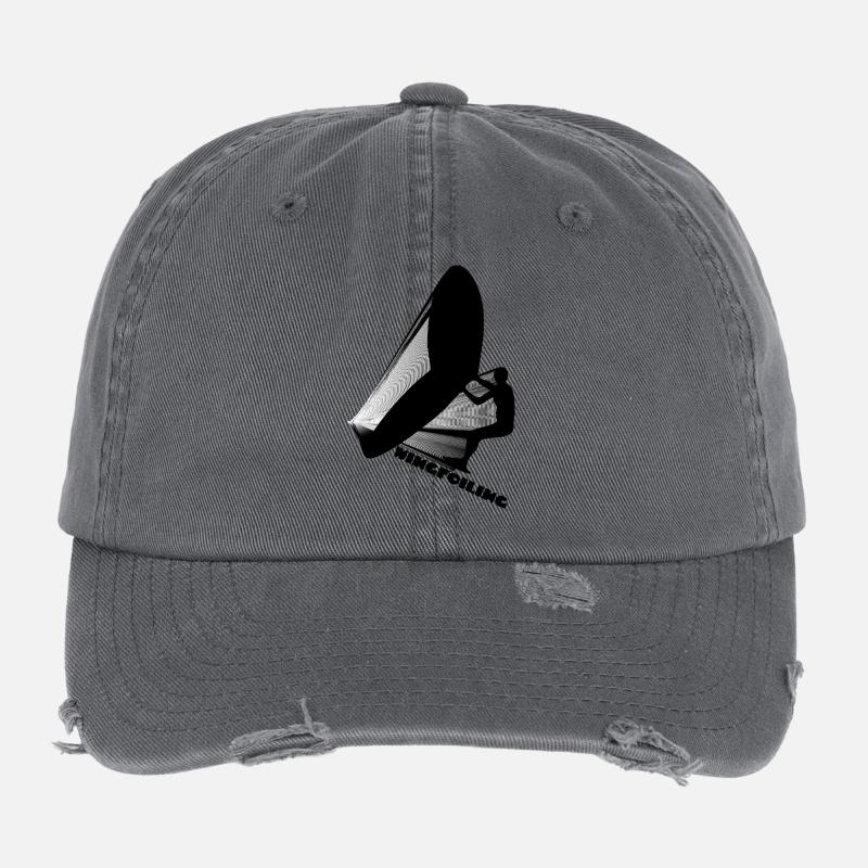Black Line Geometry Wingfoiler Flexfit Vintage Destroyed Cap