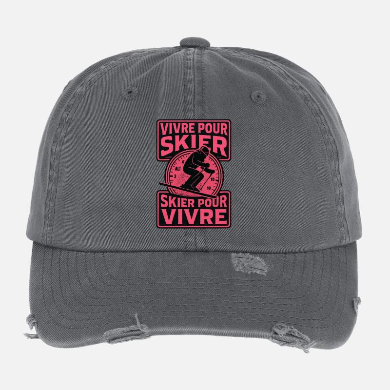 Skiing | Skier | Mountain Flexfit Vintage Destroyed Cap