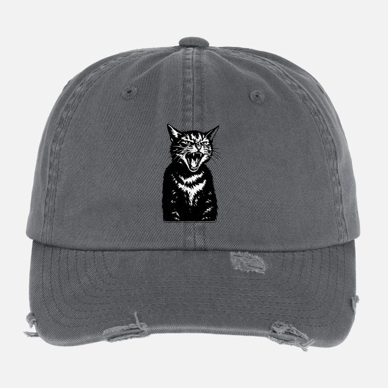 Silhouette du chat hurlant Casquette vintage effet usé Flexfit