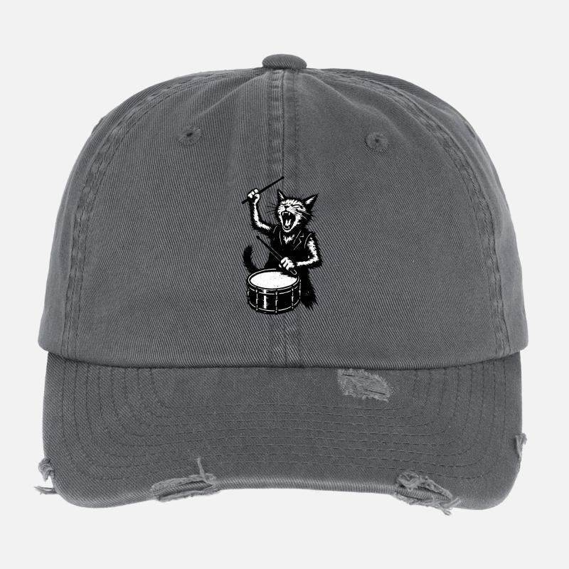Katzdrummer im Takt Flexfit Vintage Destroyed Cap