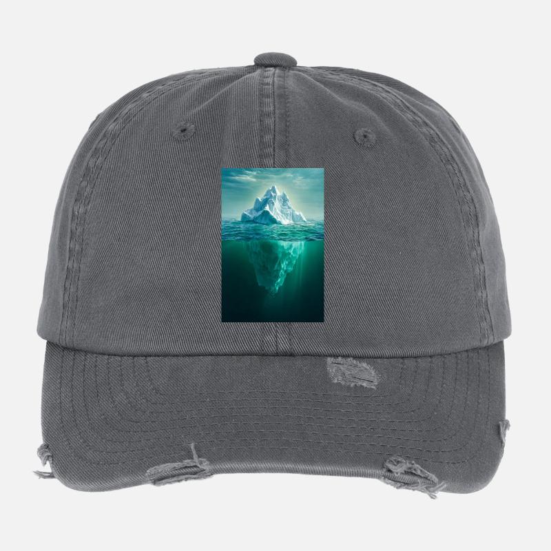 Mountain Duality in Ocean Blue Flexfit Vintage Destroyed Cap