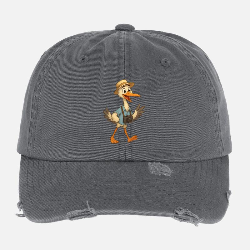 Traveling Stork & Camera Flexfit Vintage Destroyed Cap