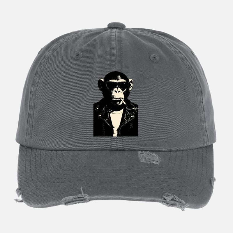 Monkey Rebel in Leather Flexfit Vintage Destroyed Cap